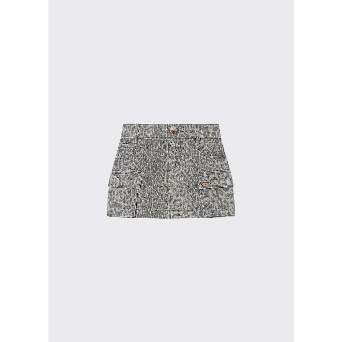 Mini-jupe animalier avec strass gris animalier, LIU JO