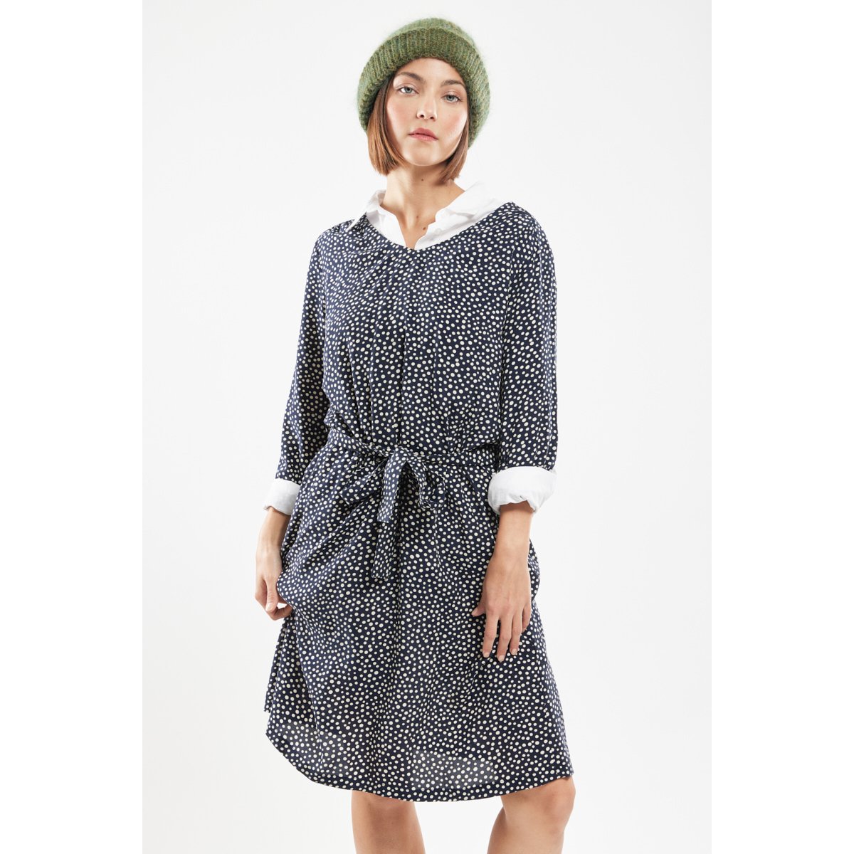 Robe imprimée champêtre en cupro imprimé pois seal, ARMOR-LUX