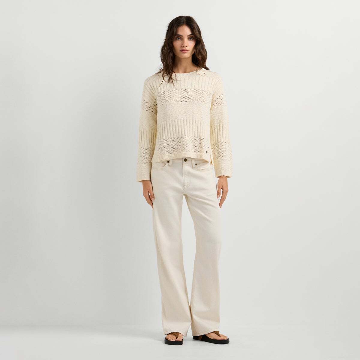 Pull Crochet À Col Rond blanche mousse, PEPE JEANS