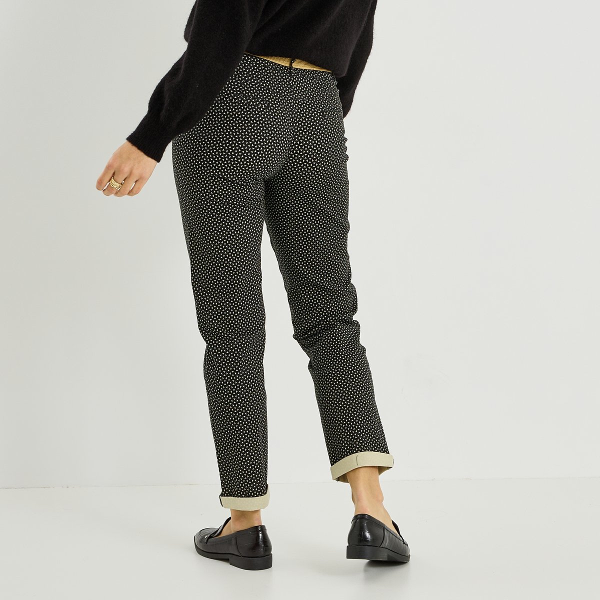 Pantalon chino imprimé noir, GRAIN DE MALICE