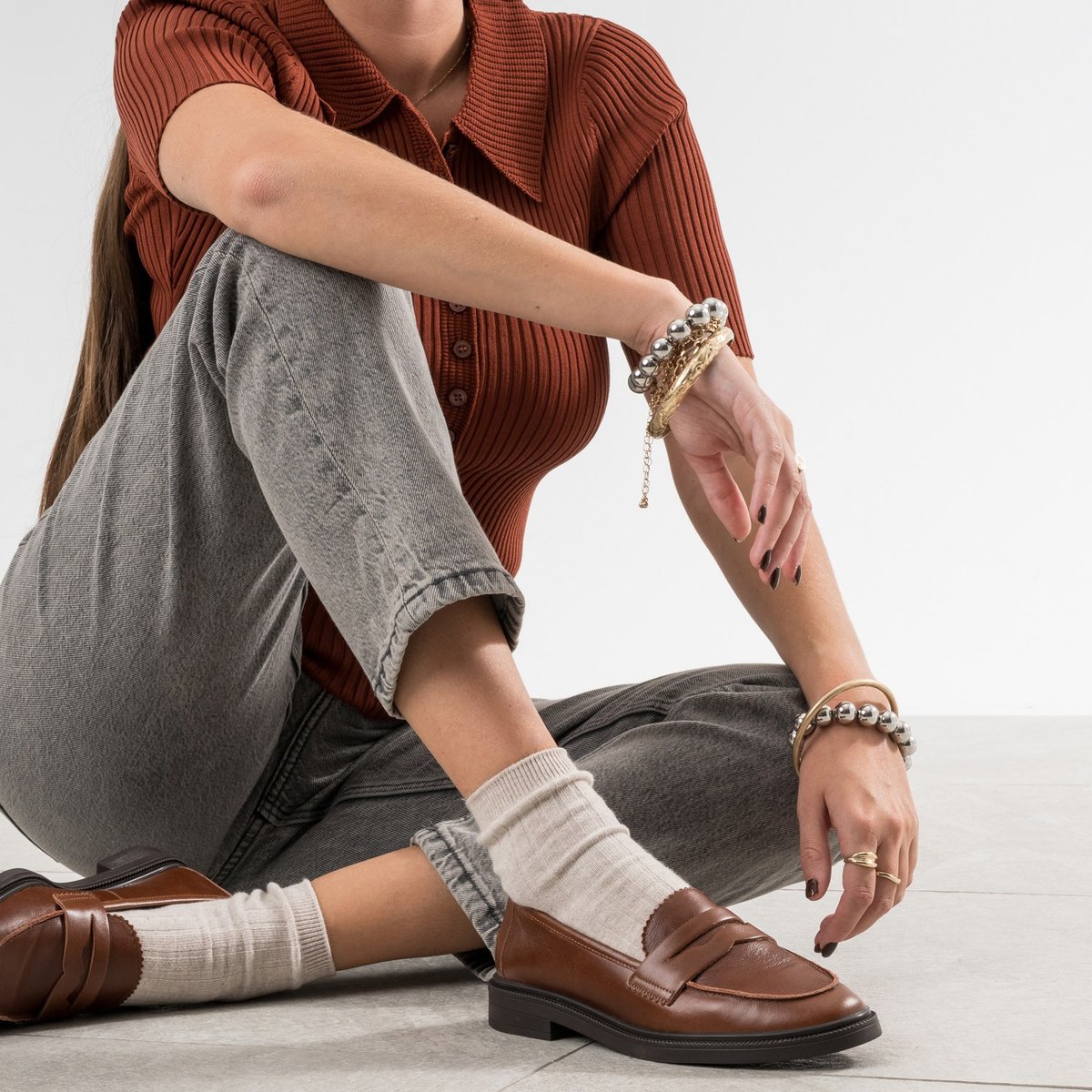 Mocassin en cuir LOUIZA cognac, ERAM