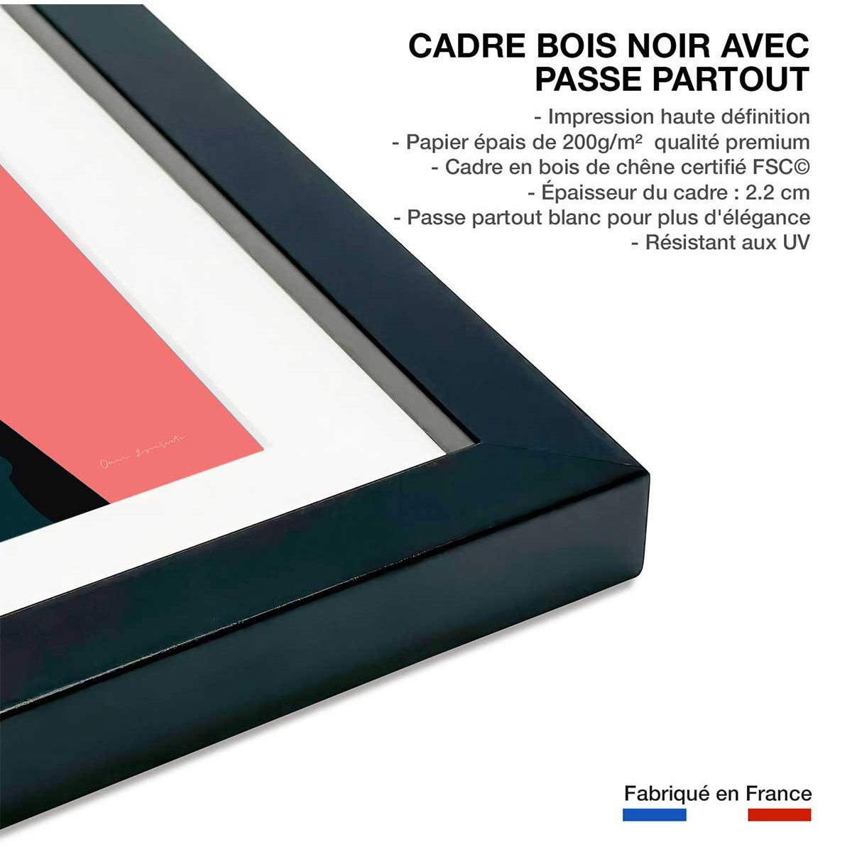 Affiche voyage Japon et tradition affiche + cadre en bois - noir, HEXOA
