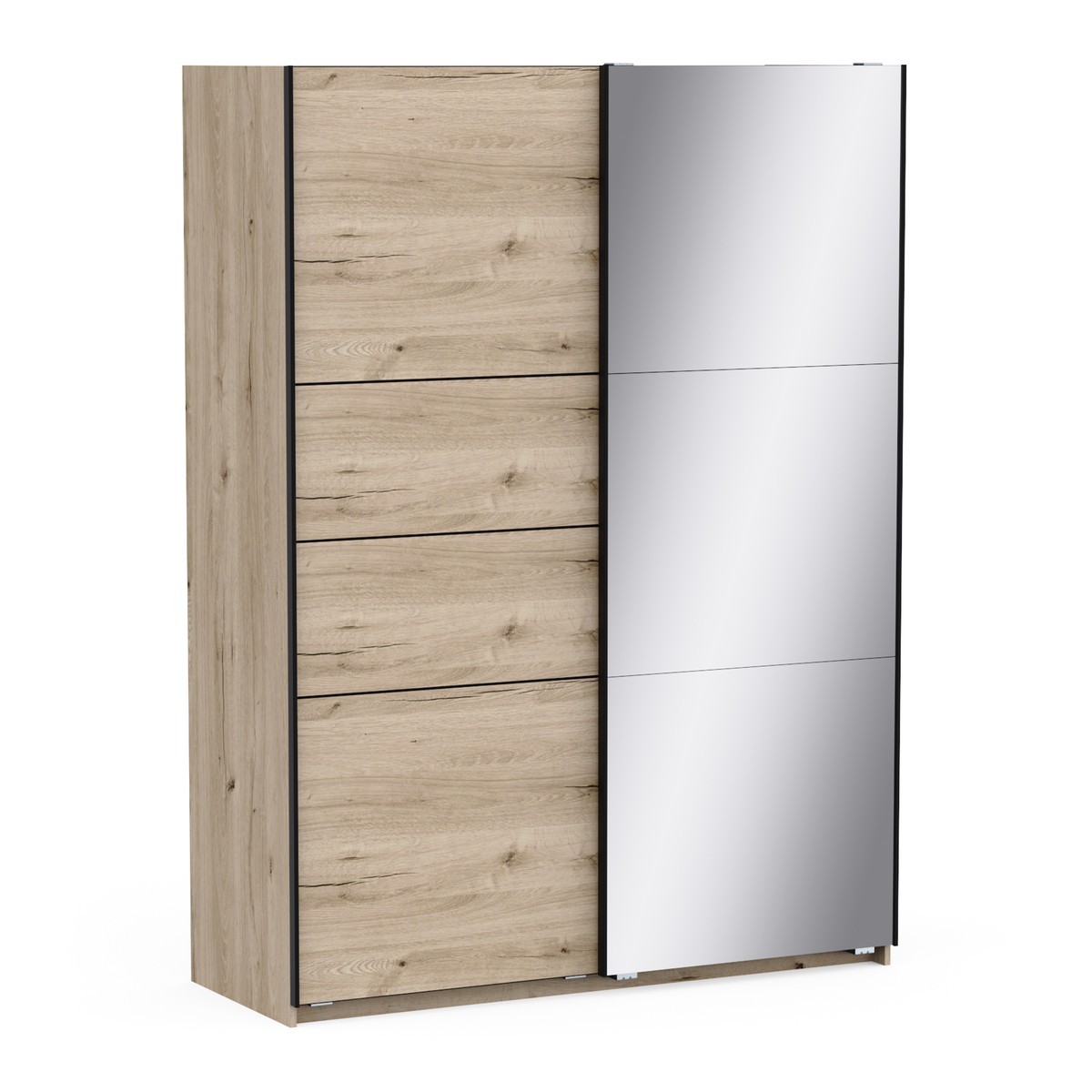 Armoire 2 portes coulissantes miroir LINE chêne, CALICOSY