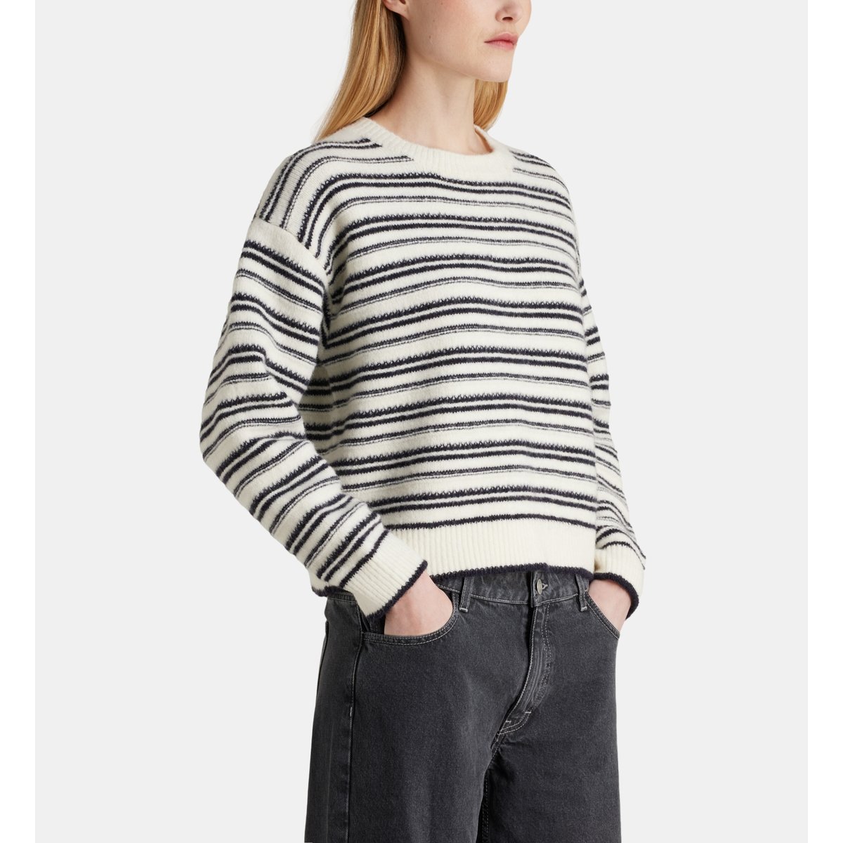 Pull taro mil maille mousseuse écru et noir, GALERIES LAFAYETTE