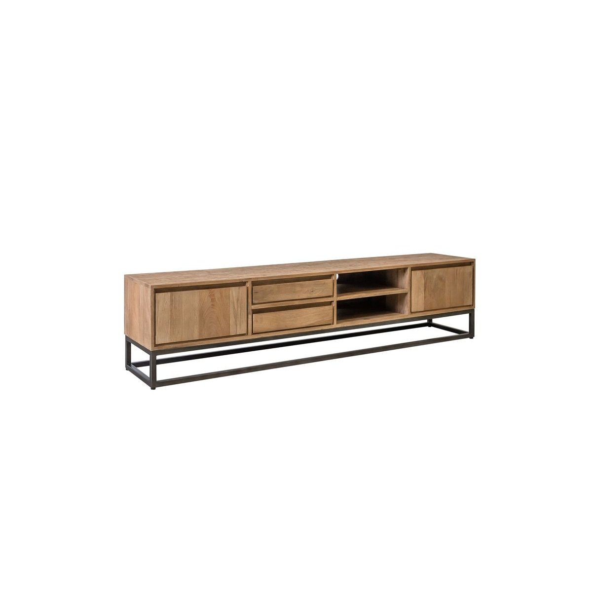 Meuble TV 200 cm bois massif, BERGERAC marron clair, BOBOCHIC