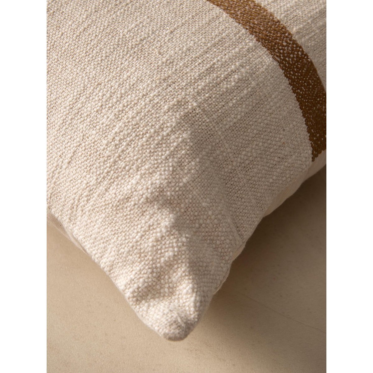 Coussin 100% Coton Rayures -EDA moutarde, KENAY