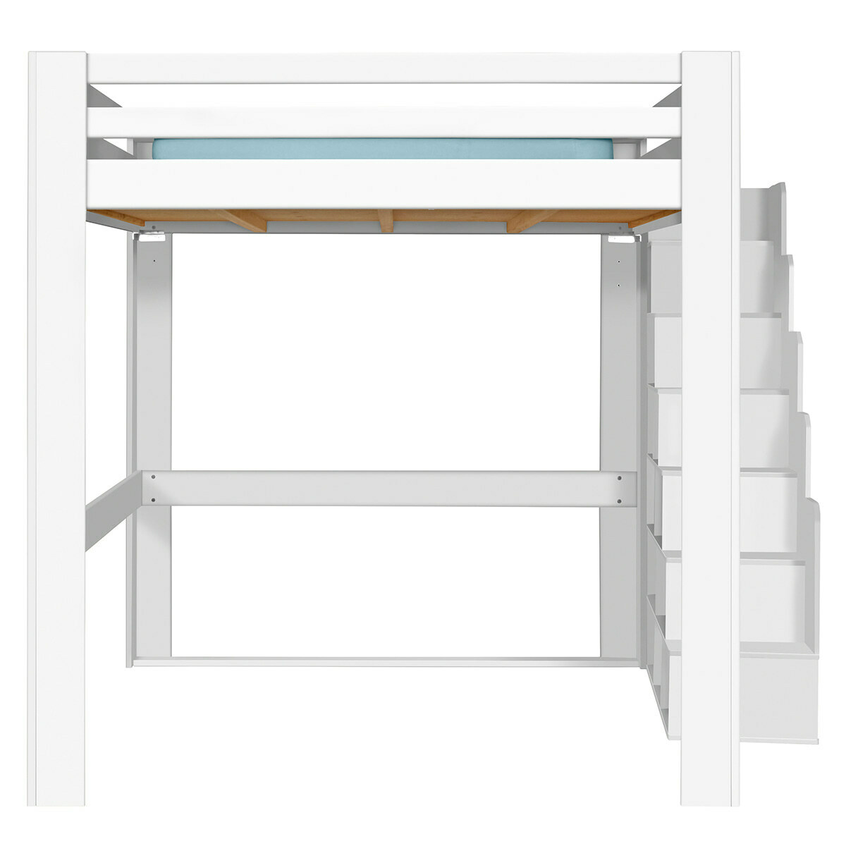 Lit mezzanine avec escalier SURI blanc, AKITEN RETAIL