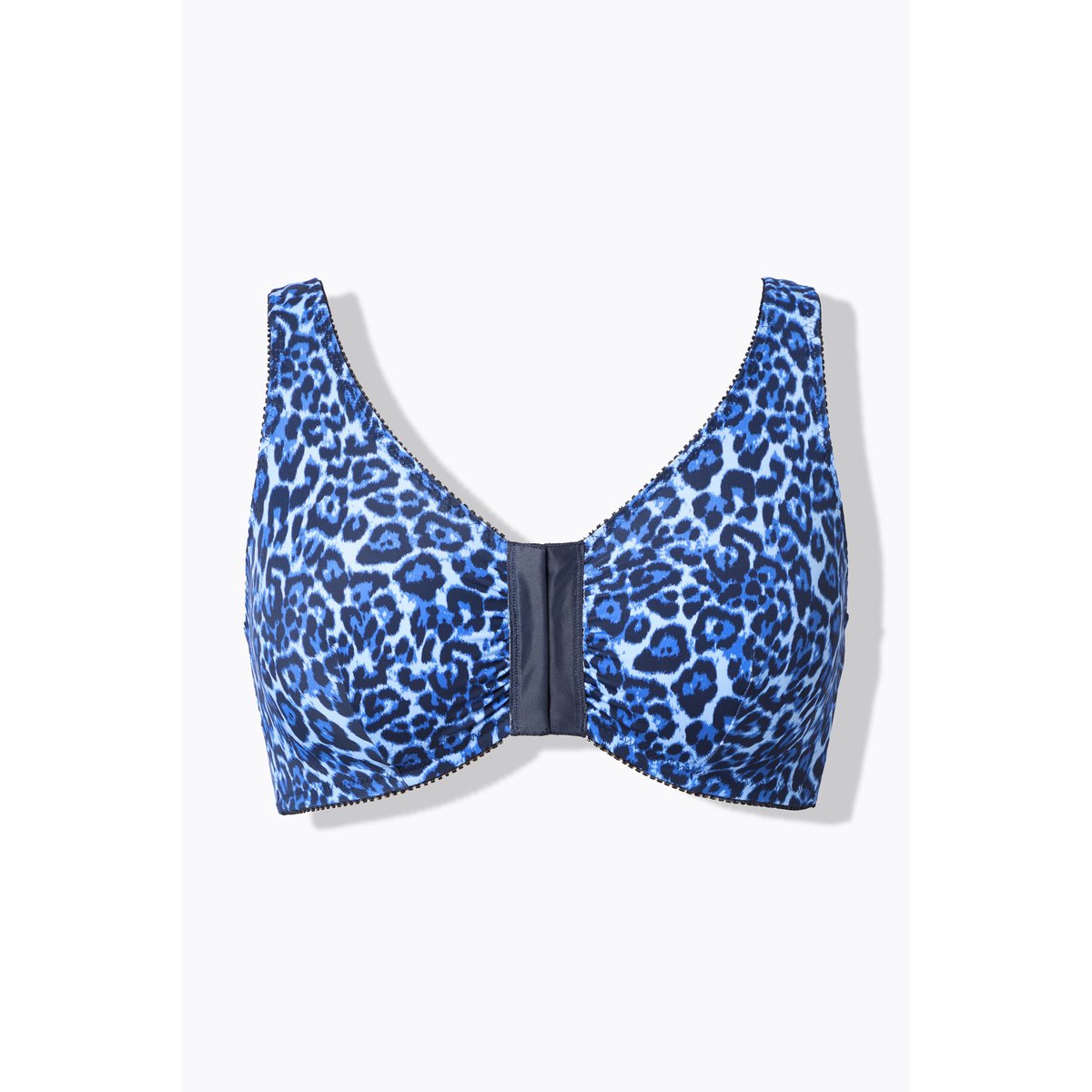 Brassière sans armatures. Imprimé léopard. bleu nuit, ULLA POPKEN