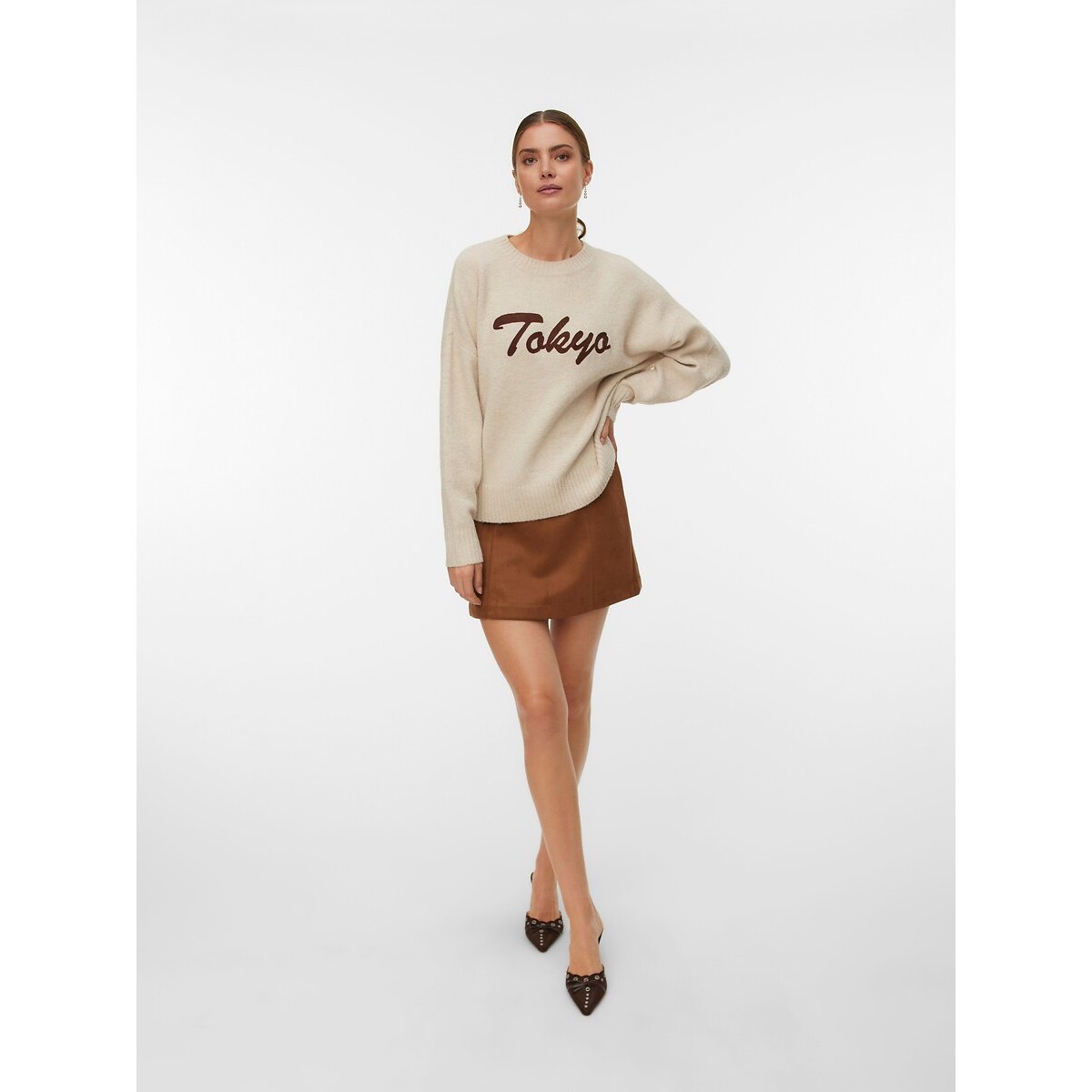 Faux Suede Mini Skirt brown, VERO MODA