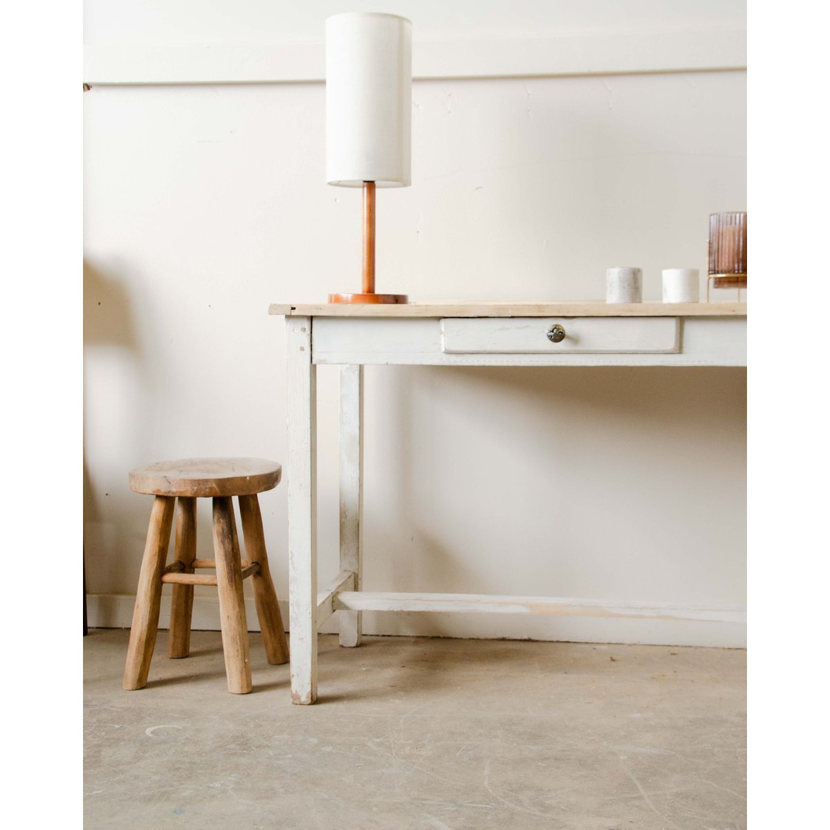 Table à manger de ferme Romy N°1413 - Bon état blanc, DEBONGOUT