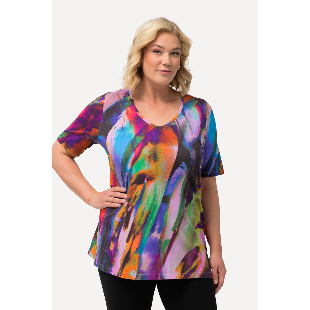 T-shirt long, dégradé de couleurs noir, ULLA POPKEN