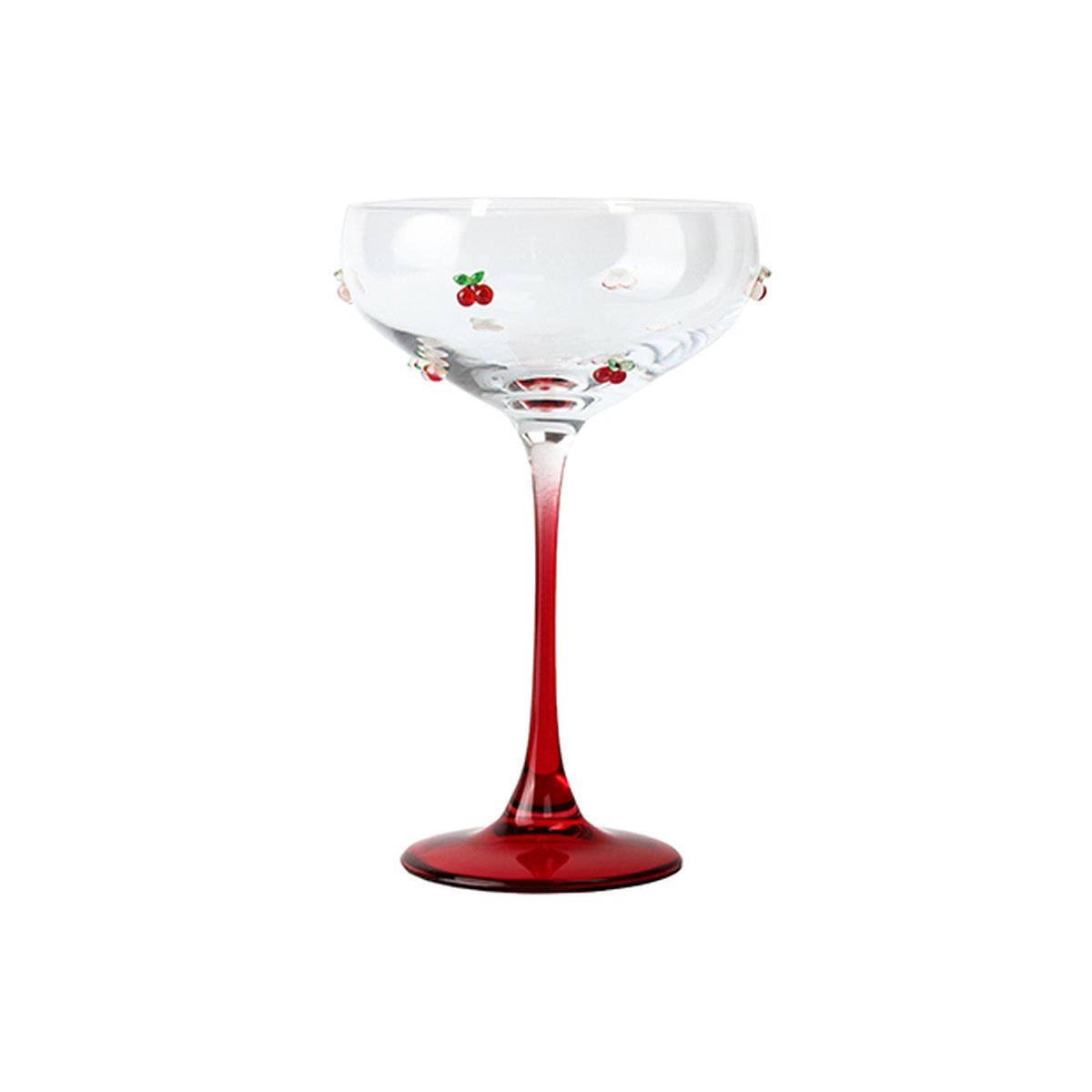 Lot de 4 coupes à champagne 27cl en verre, CERISE rouge-transparent, NOVASTYL