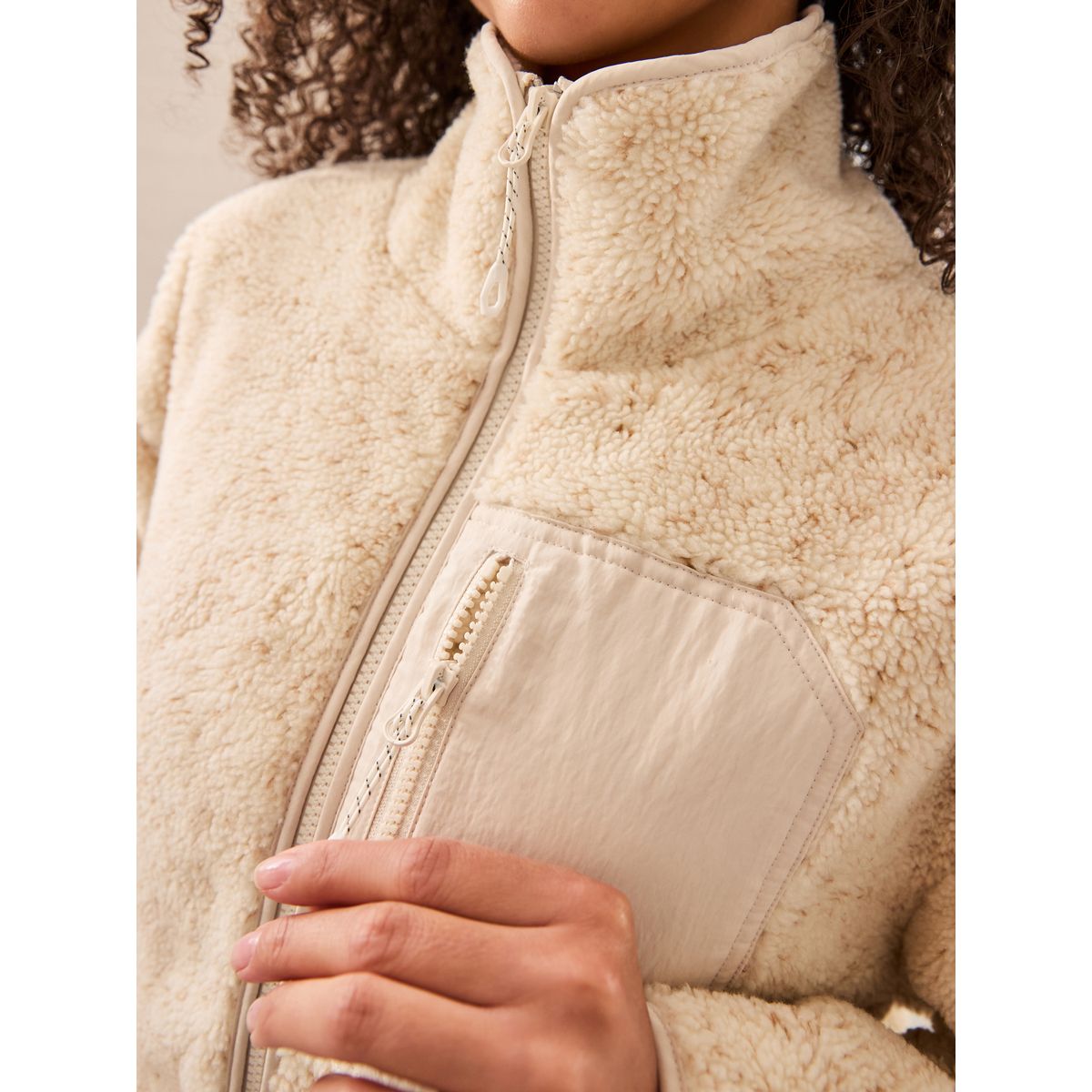 Veste zippée en imitation peau de mouton naturel, NEXT