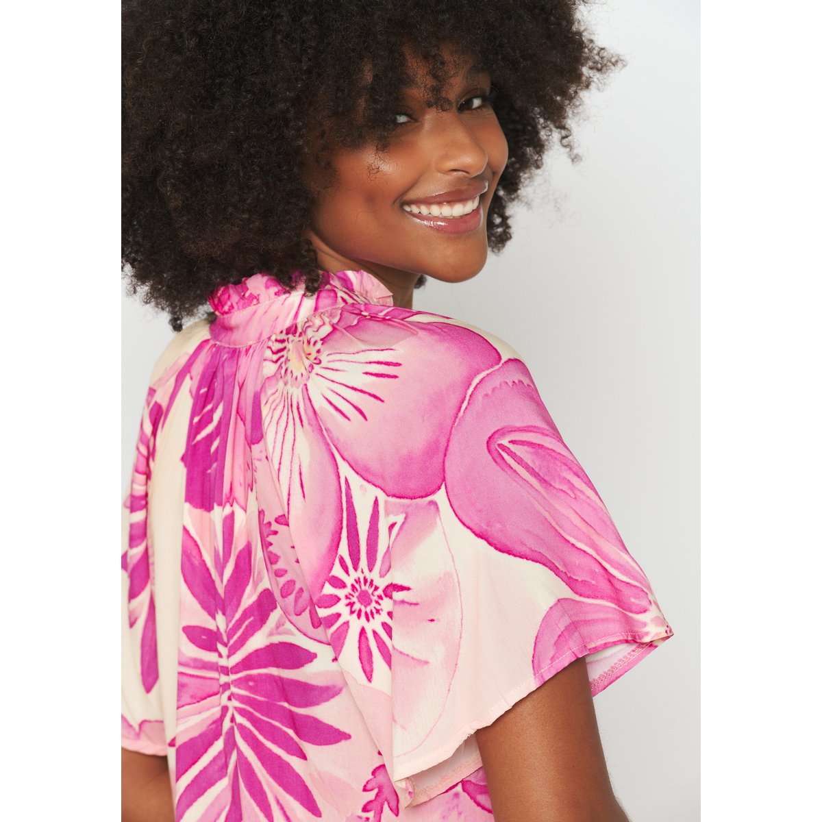 Blouse à imprimé fleuri blanc vanille, LOLALIZA