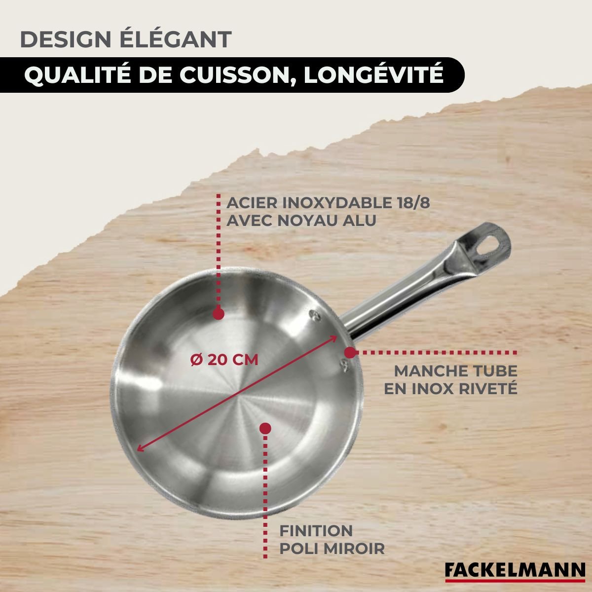 Poêle en inox 20 cm ETERNA inox, FACKELMANN