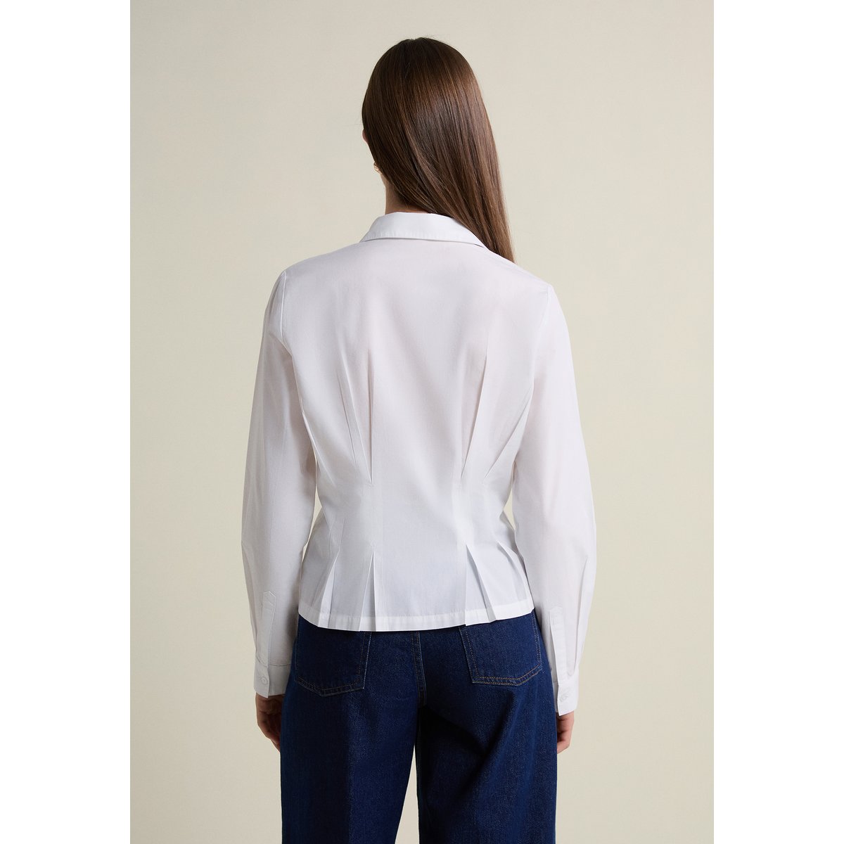 Chemise cintrée à plis plats CINEMA blanc, ETAM
