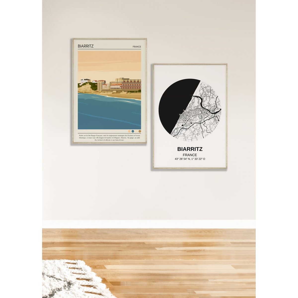 Affiche ville Biarritz Vintage blanc, L'AFFICHERIE
