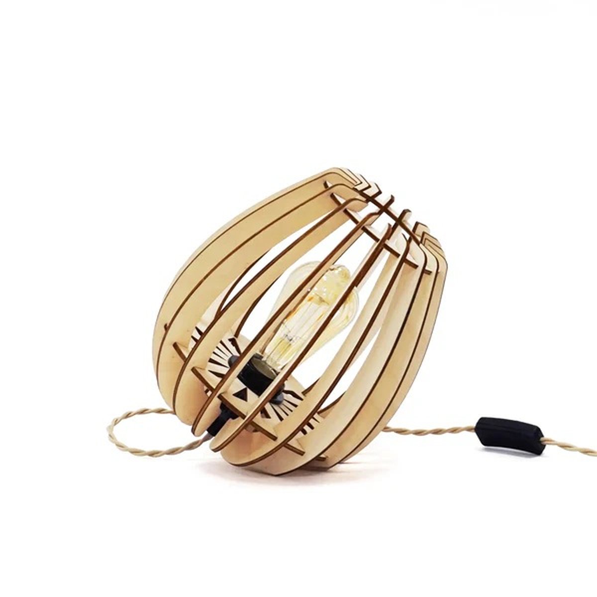 Lampe de table en bois de peuplier ATOME bois clair, ATELIER LOUPIOTE