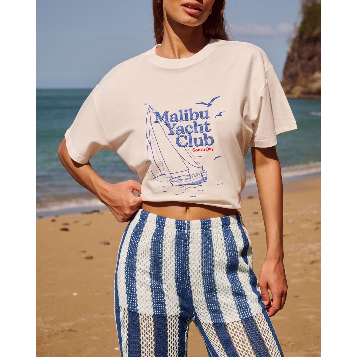 Pantalon crochet rayé avec short intégré BOATIZ bleu, UNDIZ