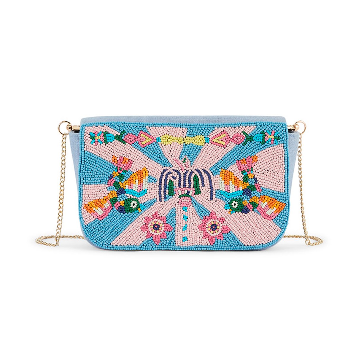 Pochette brodée de perles WANDA bleu, WILD