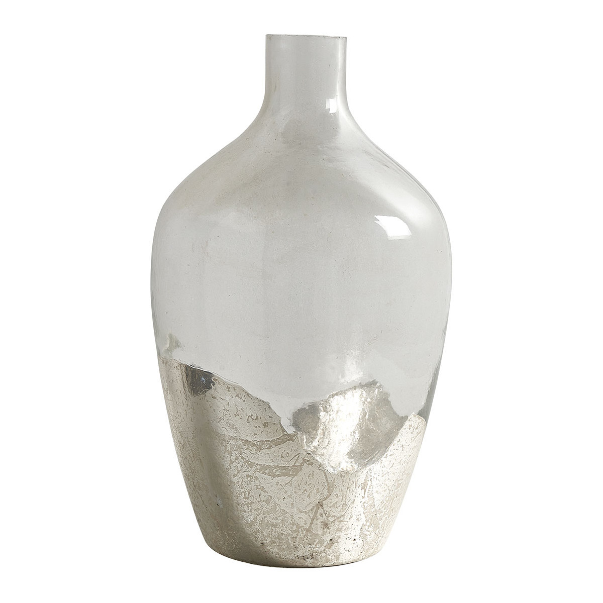 Vase bonbonne verre argent, BLANC D’IVOIRE