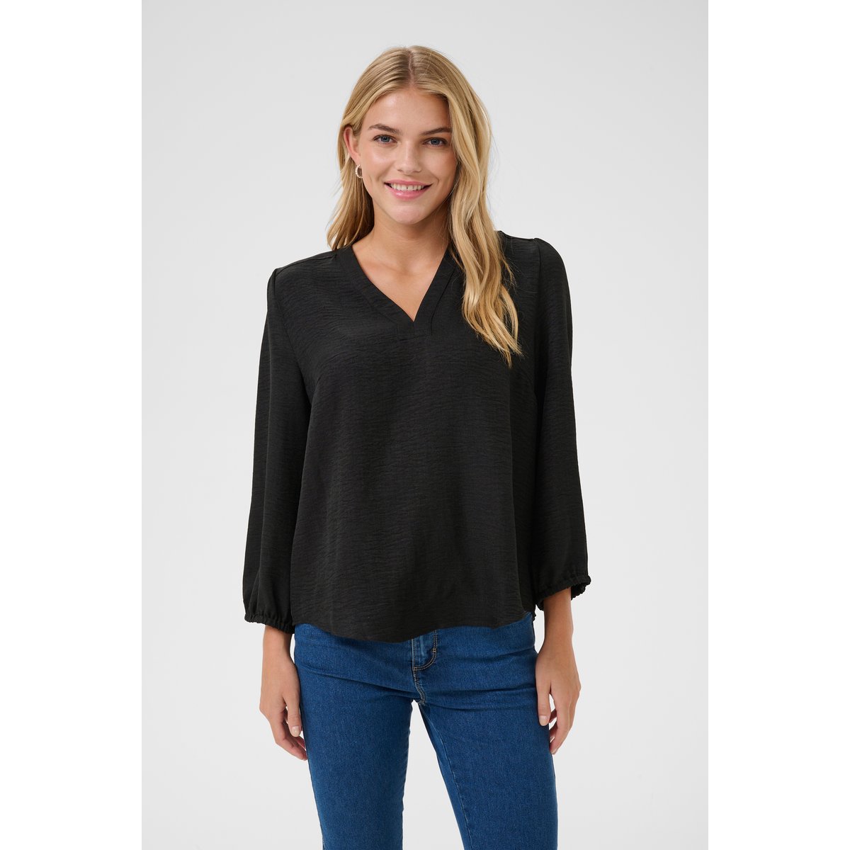 Blouse with long sleeve noir black, KAFFE