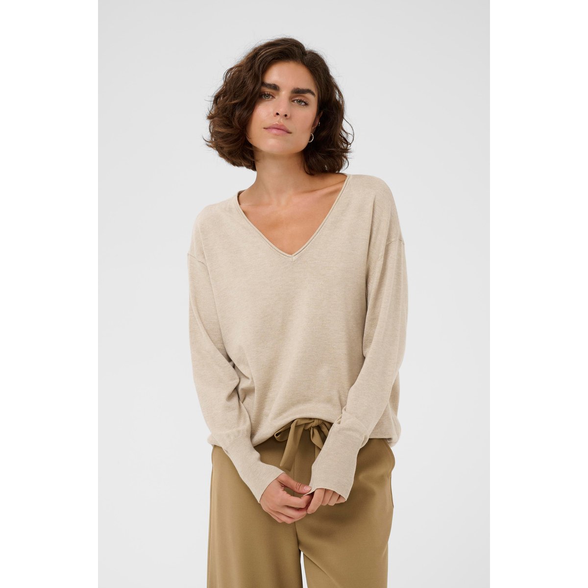 Pullover tricoté beige feather gray melange, KAFFE