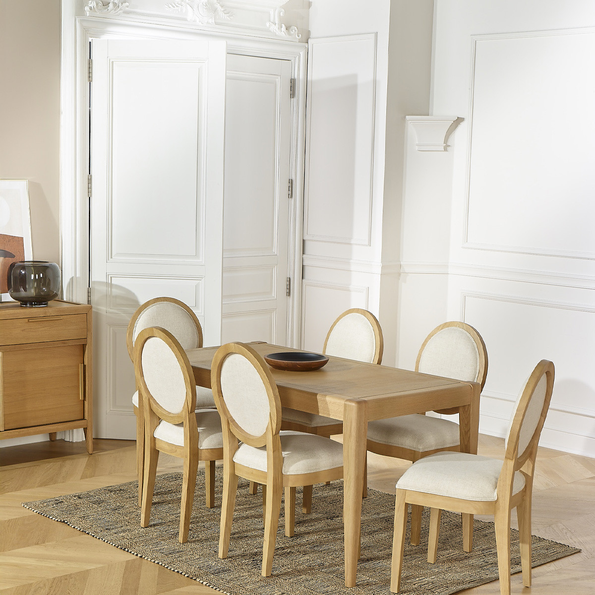 Table extensible en chêne, 6 couverts TENNESSEE beige, ROBIN DES BOIS