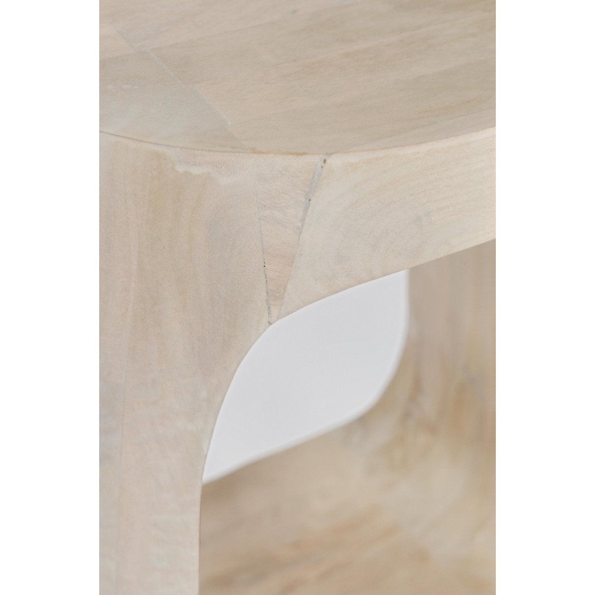 Table d'appoint ronde en bois blanchi - PUKA crème, MATHI DESIGN