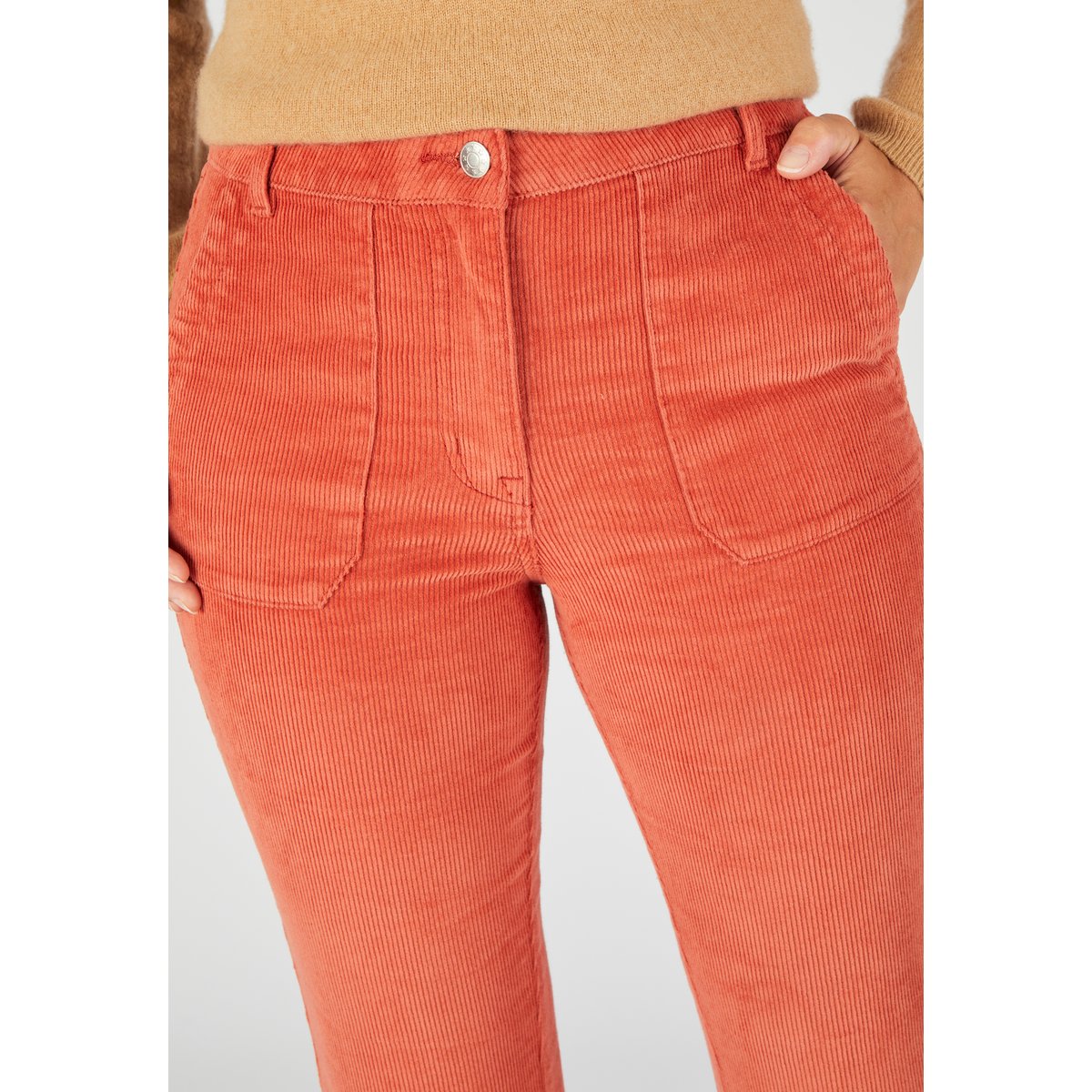 Pantalon flare velours rose abricot, DAMART