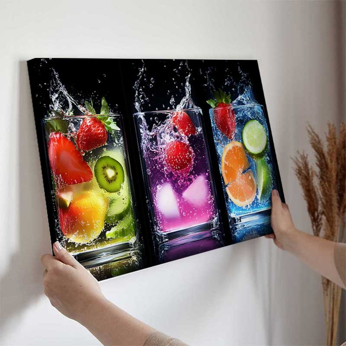 Tableau trio de verres fruitifiés toile imprimée, HEXOA