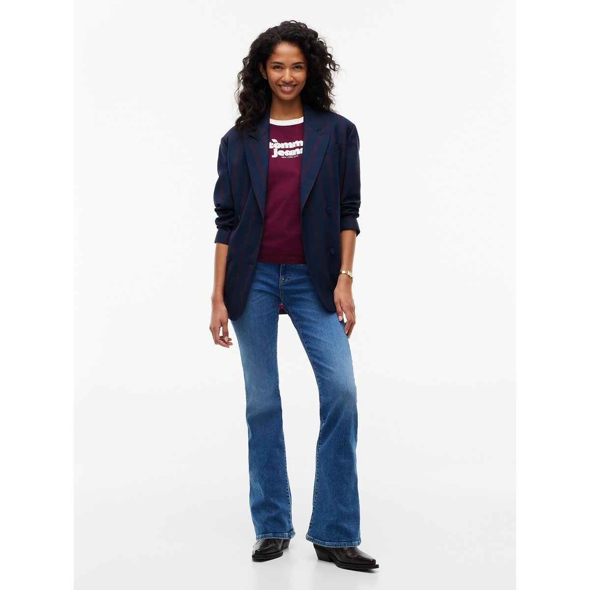 Tshirt col rond manches courtes bordeaux, TOMMY JEANS