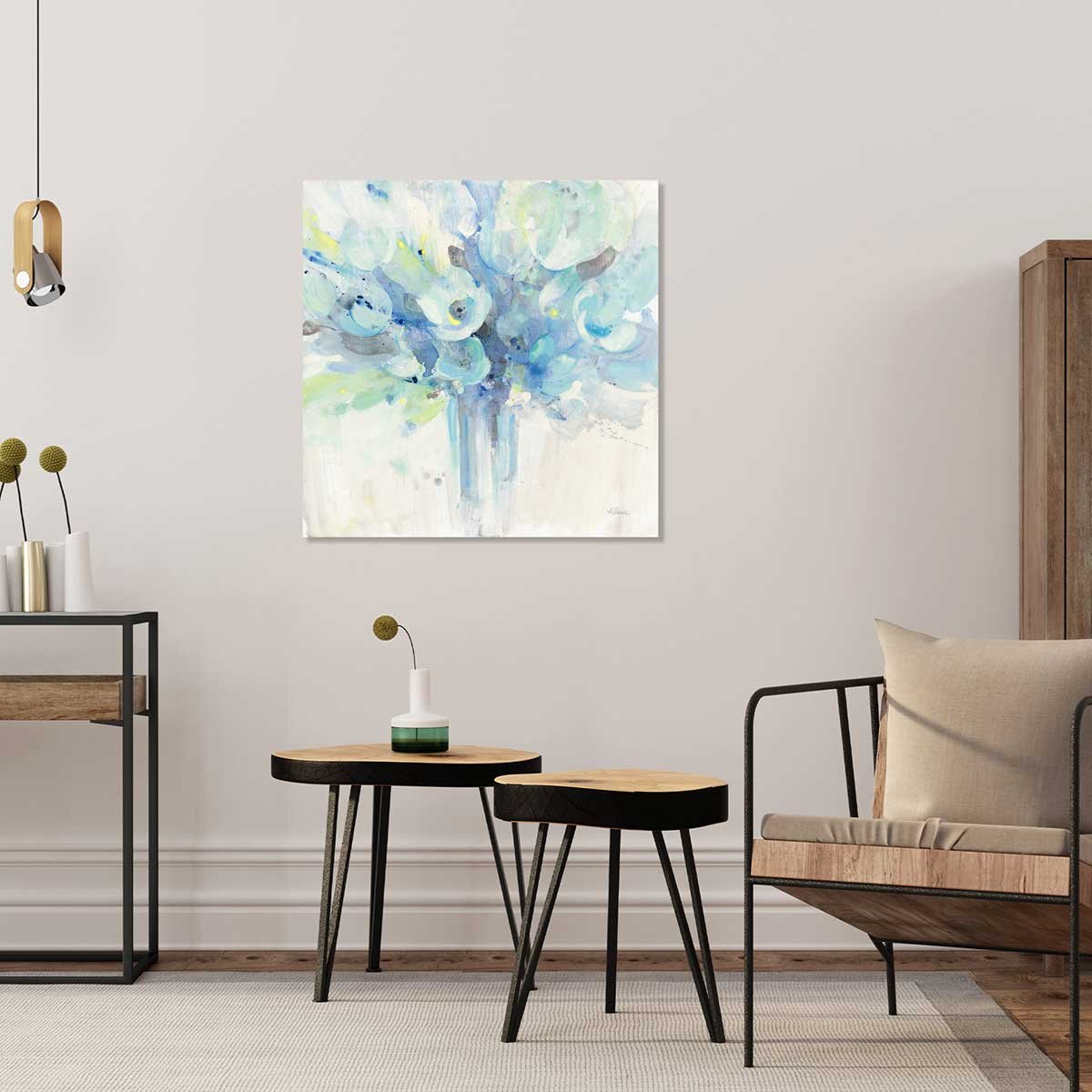 Décoration murale fleurs Bouquet bleu tableau alu dibond, HEXOA