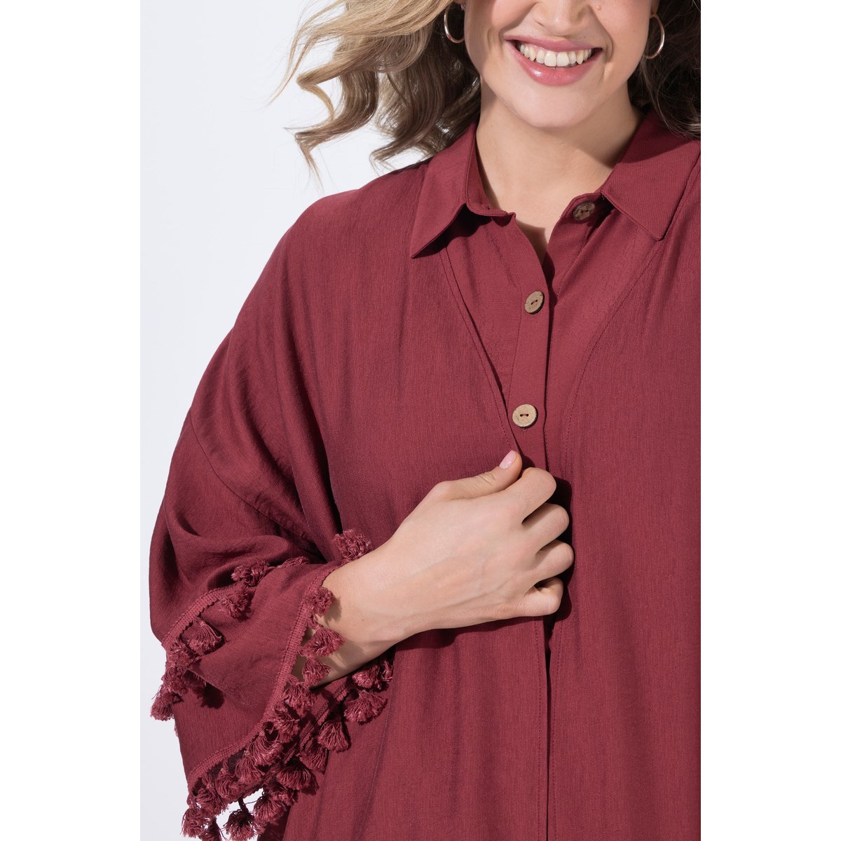 Veste kimono coupe ouverte feuille morte, ULLA POPKEN