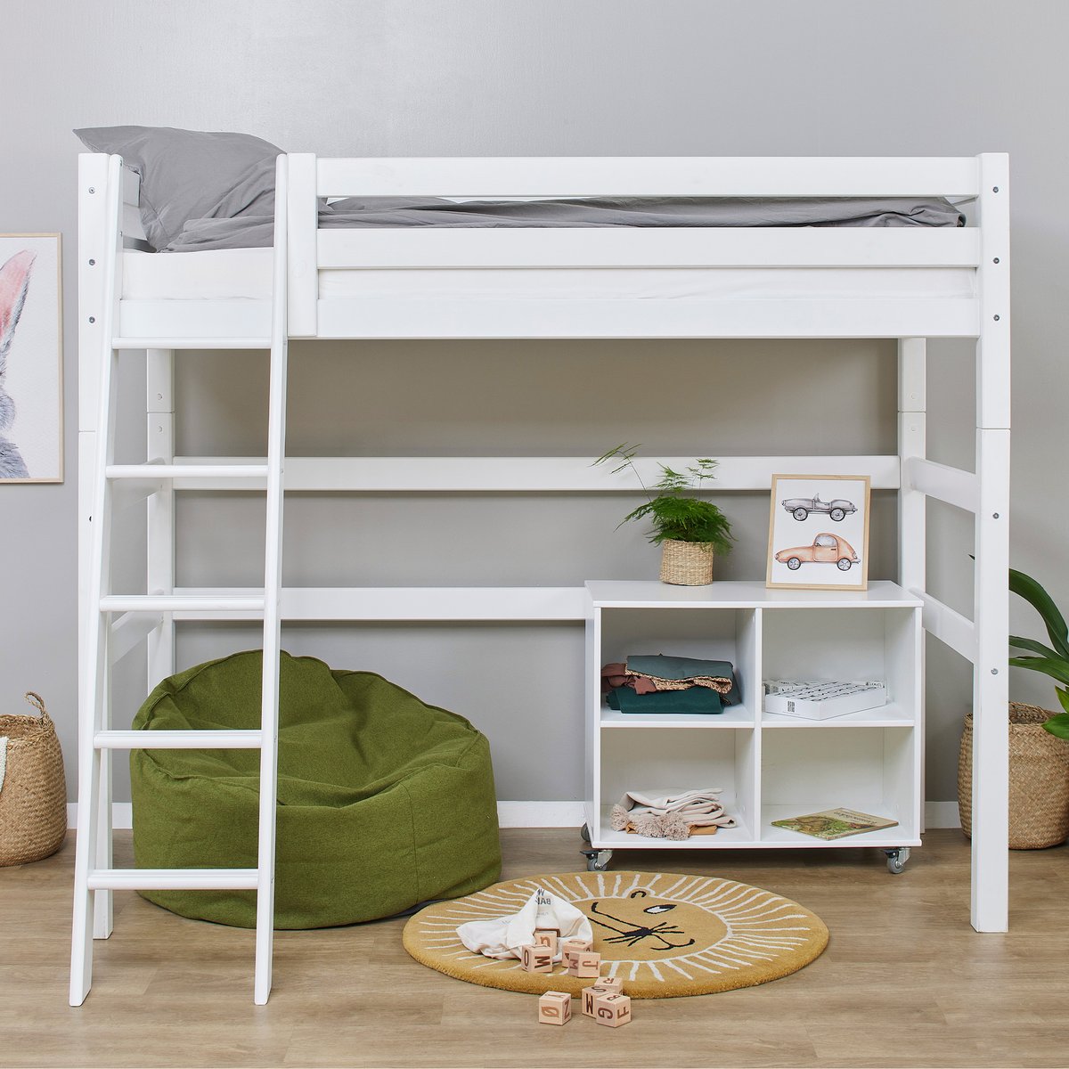 Lit Mezzanine pin massif ECO LUXURY blanc, HOPPEKIDS