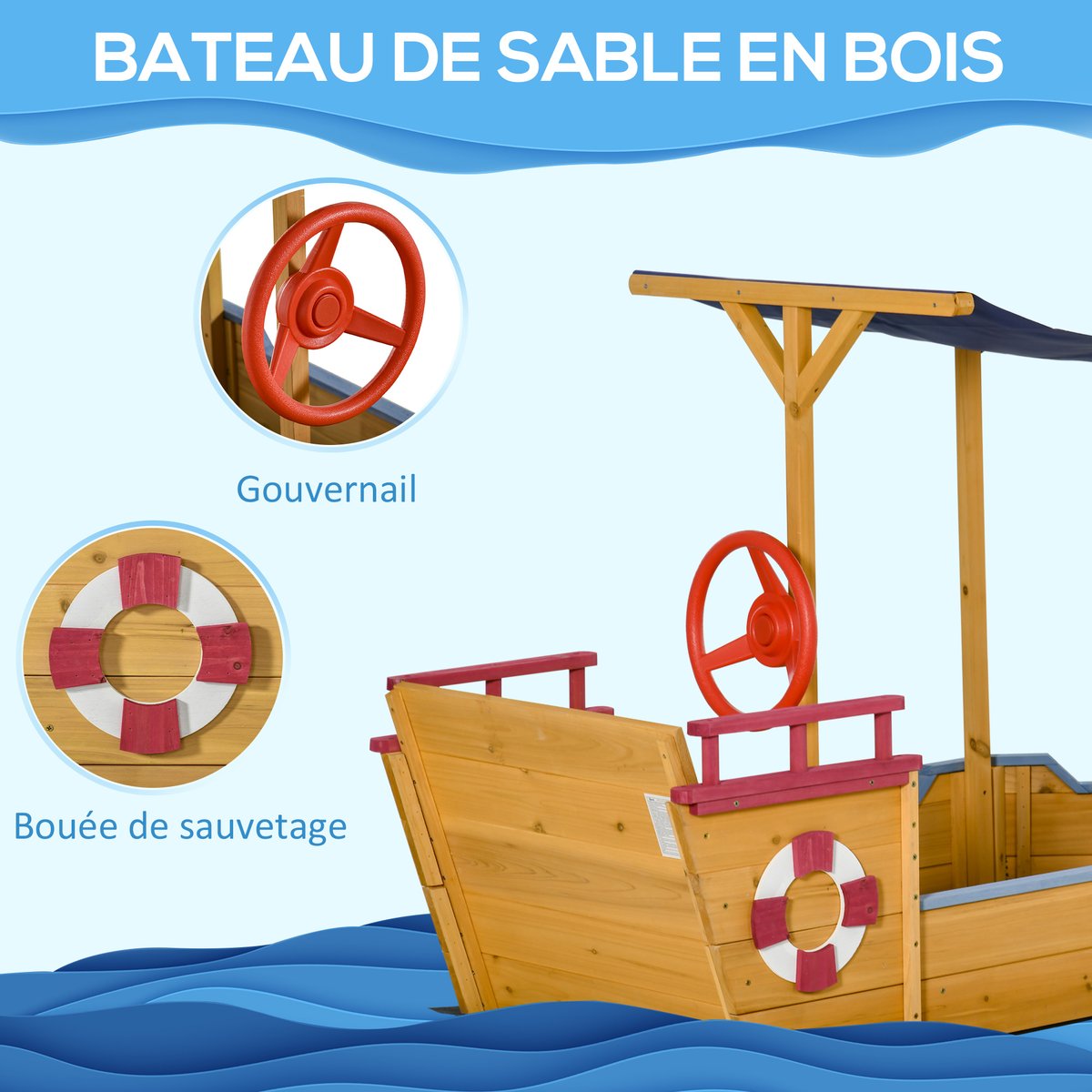 Bac à sable pour enfants Bois de sapin Orange orange, OUTSUNNY
