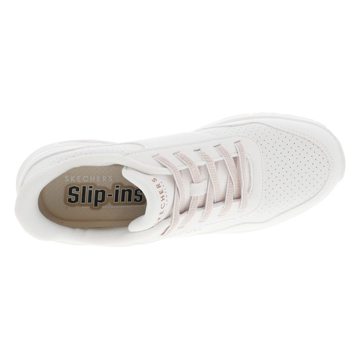 Baskets running blanches avec semelle à talon plat et système slip-ins blanches, SKECHERS