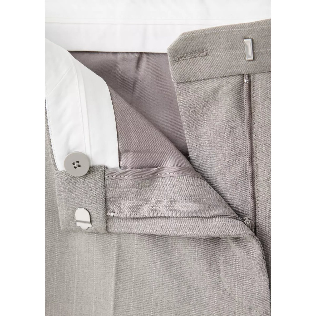 Pantalon costume droit rayures marron moyen, MANGO