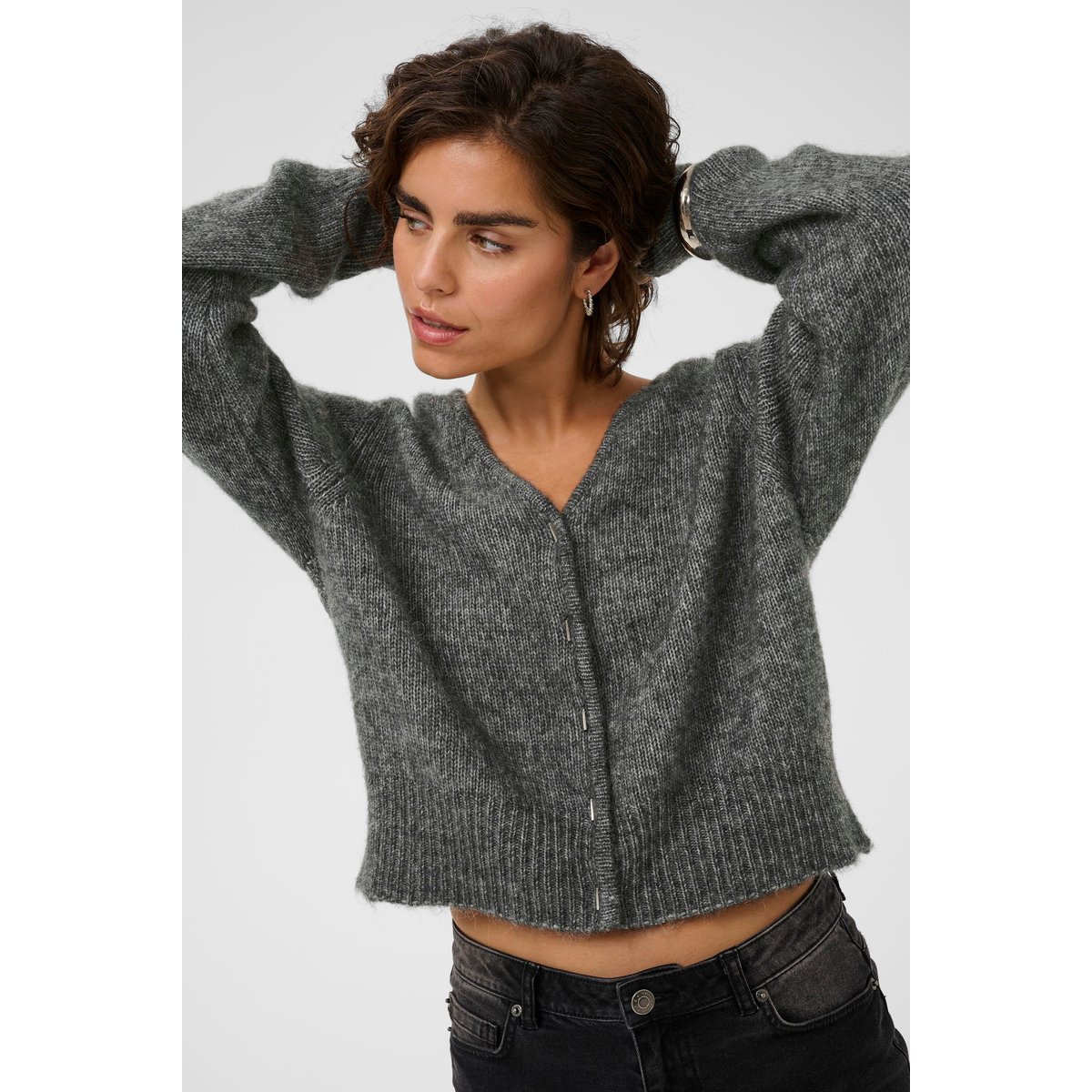 Cardigan à tricot gris dark grey melange, KAFFE