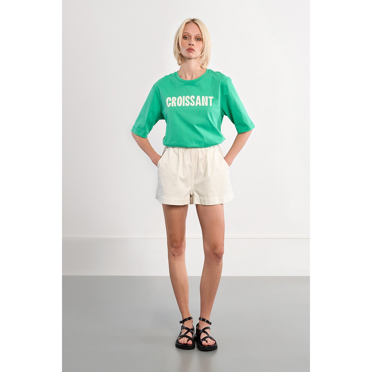 T-shirt oversize "Croissant" vert, LILI SIDONIO