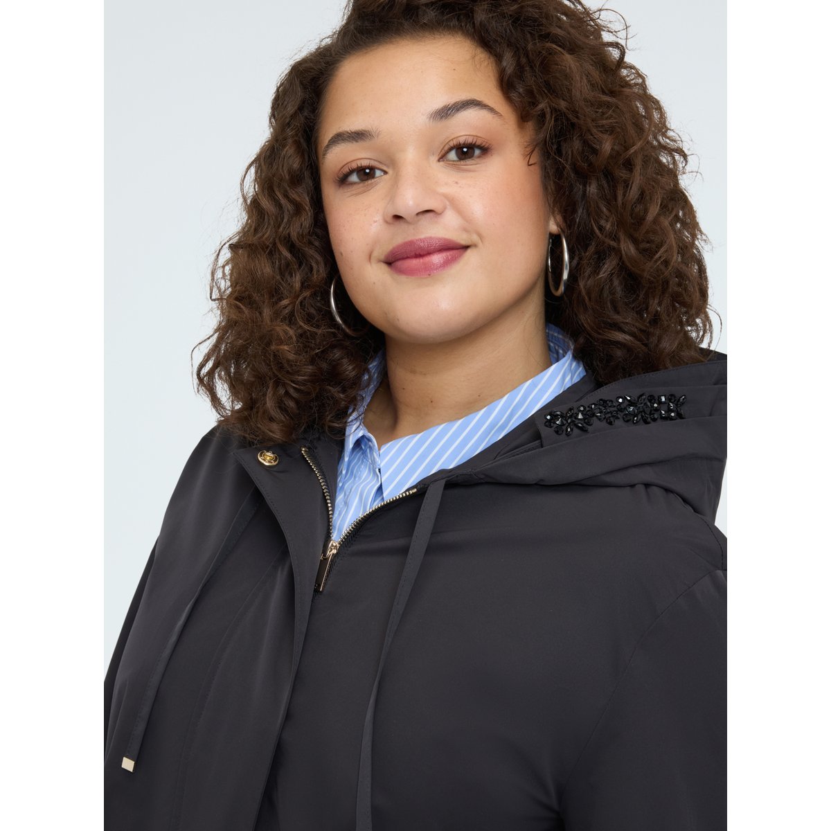 Parka avec capuche et applications noir, FIORELLA RUBINO
