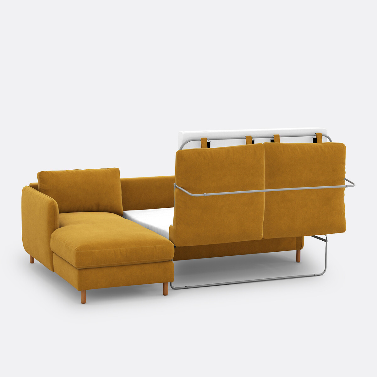 Sofá cama rinconero izquierdo de 4 plazas, terciopelo, LOMÉO ocre , LA REDOUTE INTERIEURS