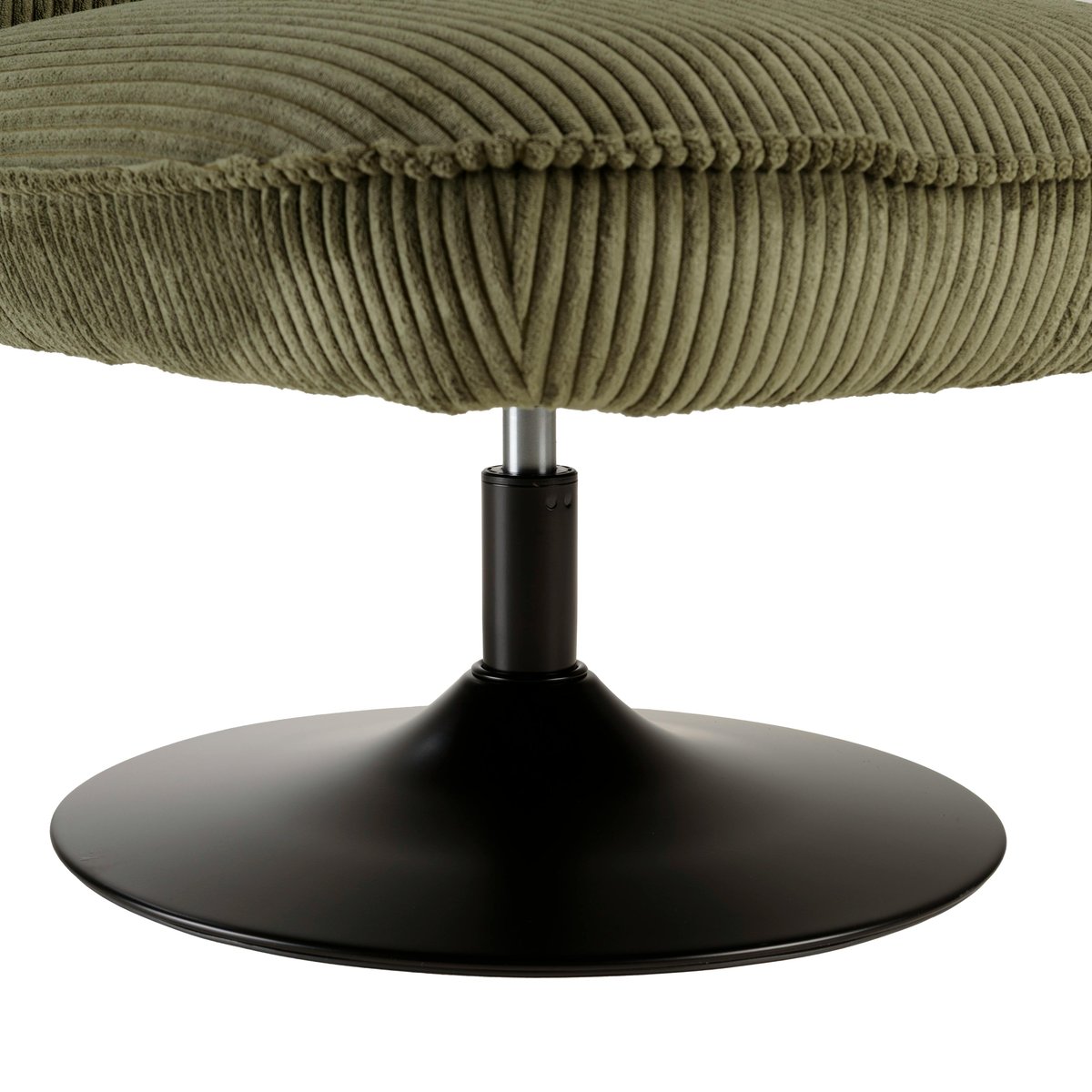 Fauteuil pivotant en tissu velours côtelé vert CASTILLE vert, PIER IMPORT
