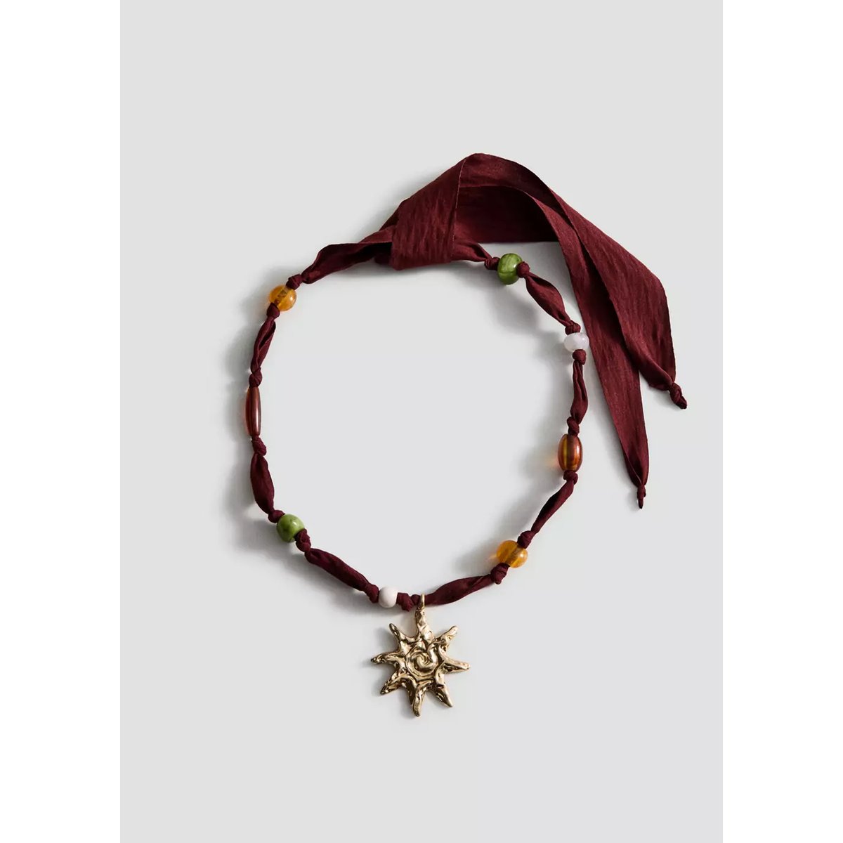 Collier perles détail soleil or, MANGO