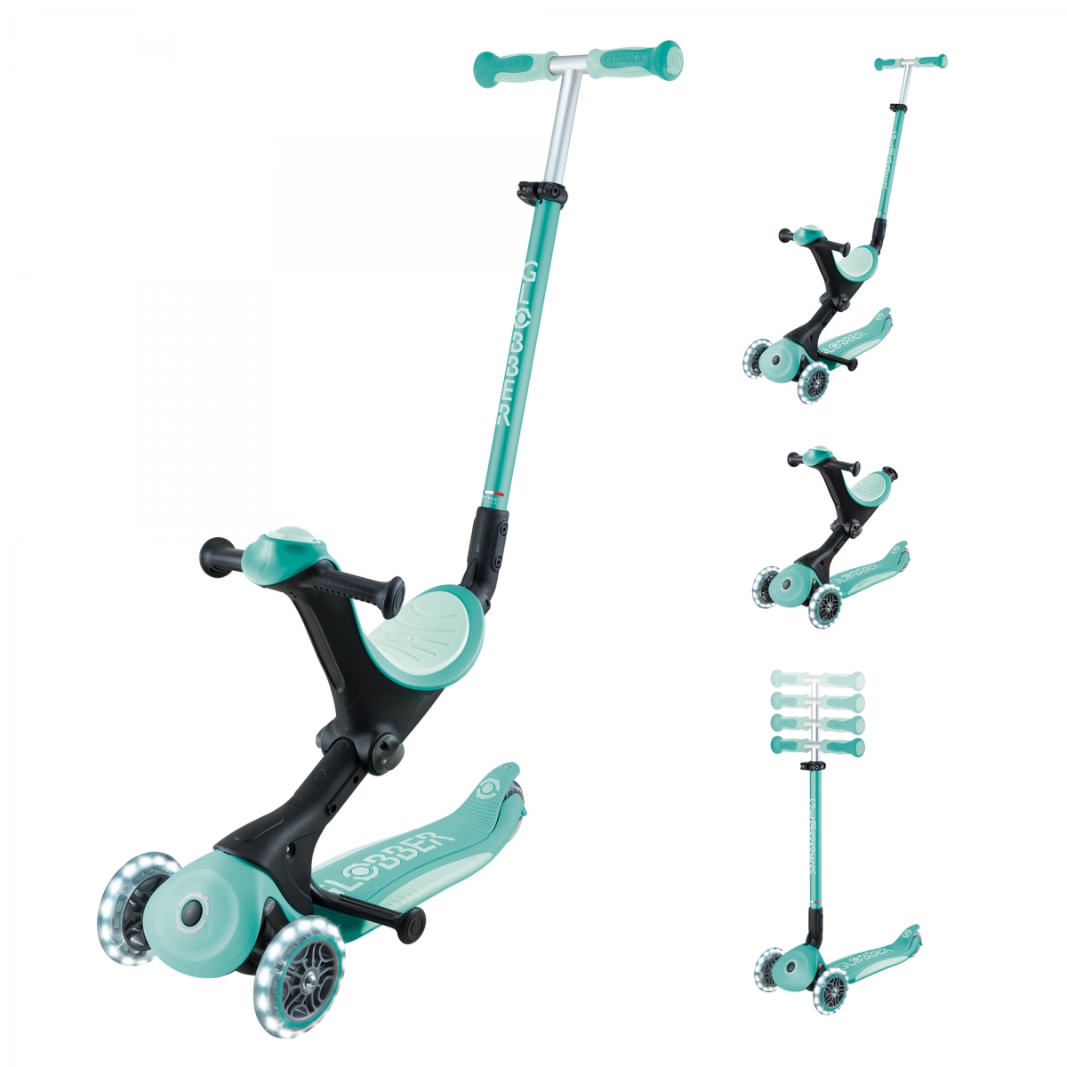 Trottinette évolutive GO-UP DELUXE LIGHTS vert menthe, GLOBBER