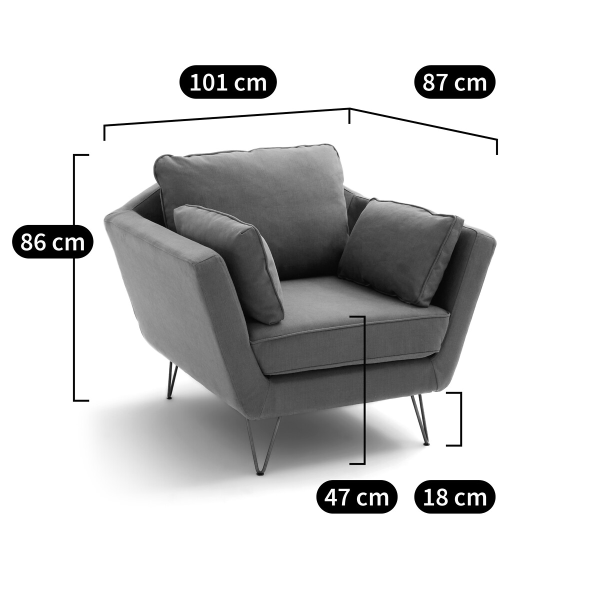 Fauteuil velours Topim tabac, LA REDOUTE INTERIEURS