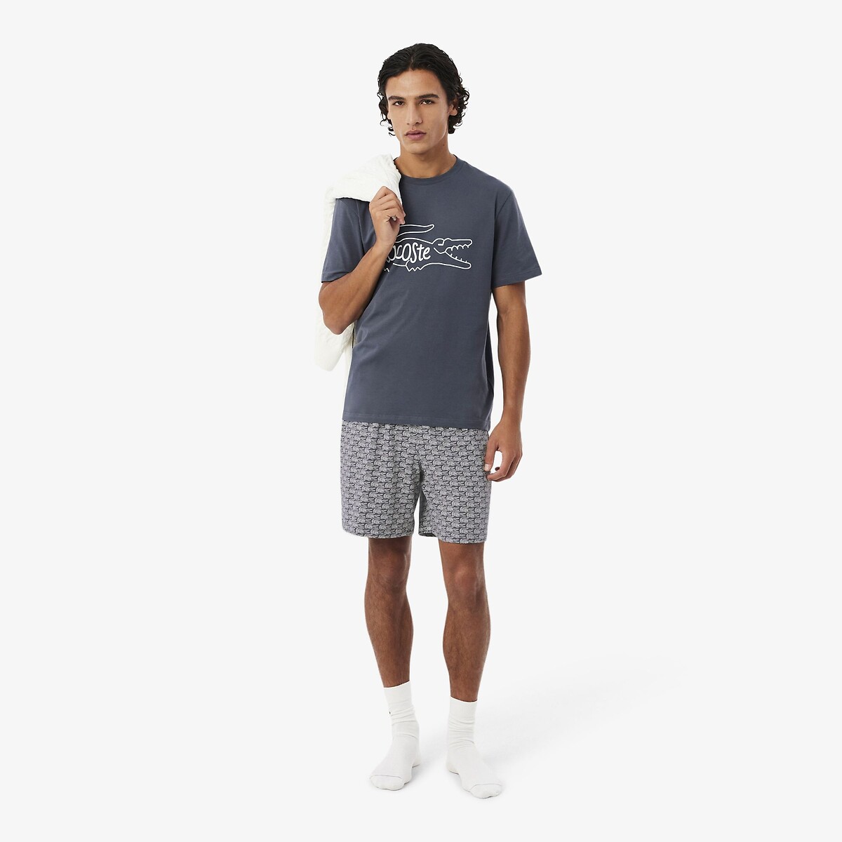 Pyjashort en jersey imprimé crocodiles gris-2si, LACOSTE