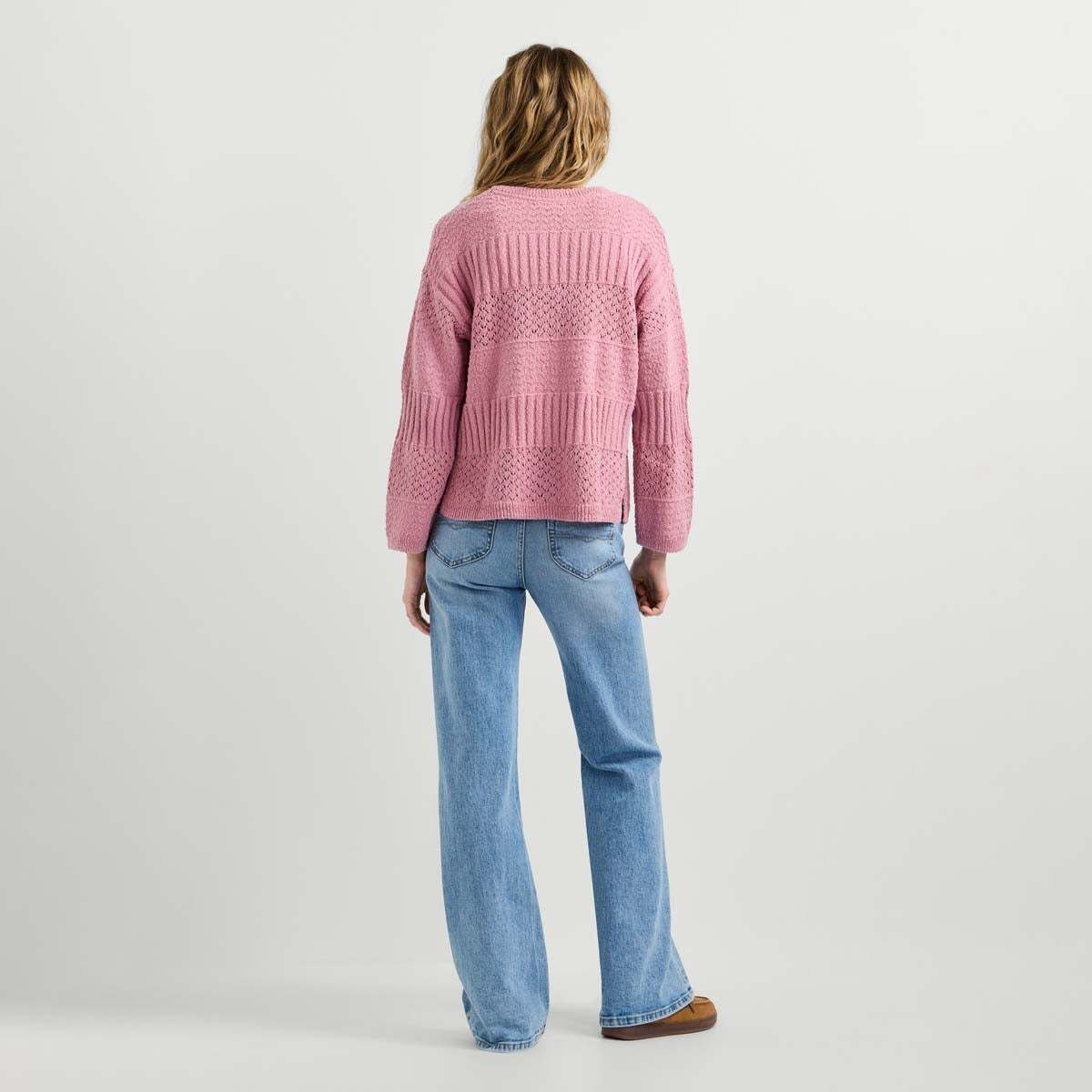 Pull Crochet À Col Rond rose poudre rose, PEPE JEANS