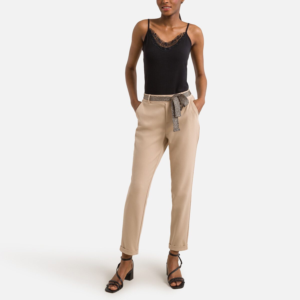 Cotton Vest Top with Lace Trim black, VERO MODA