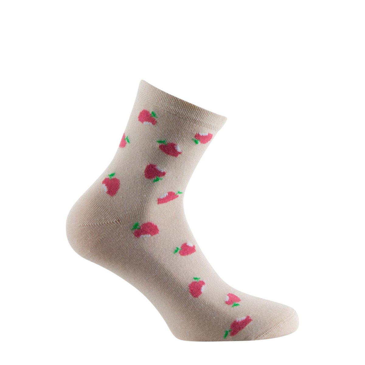 Socquettes Femme Kindy en coton all over pommes d'amour Coton majoritaire rose, KINDY
